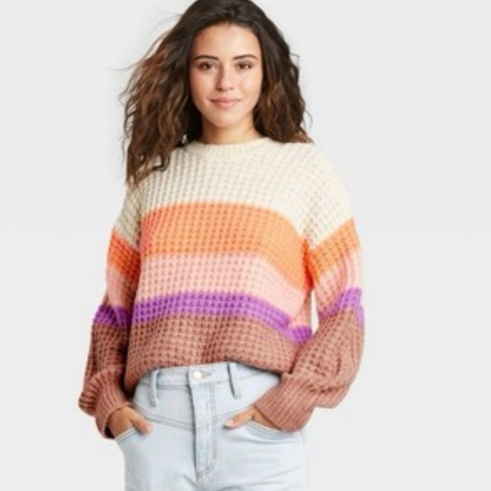 Universal Thread Colorful Striped Crew Neck Sweater